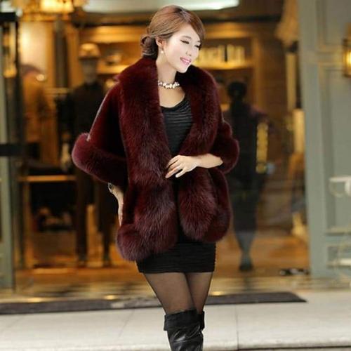 Luxe Dames Poncho Imitatiebont