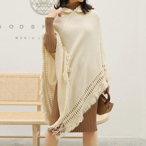 Winter Dames Poncho met Capuchon