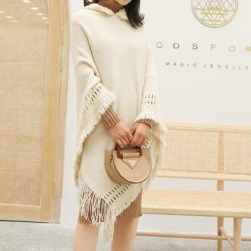 Winter Dames Poncho met Capuchon