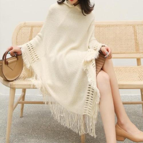 Winter Dames Poncho met Capuchon