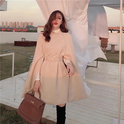 Lange Dames Poncho met Riem