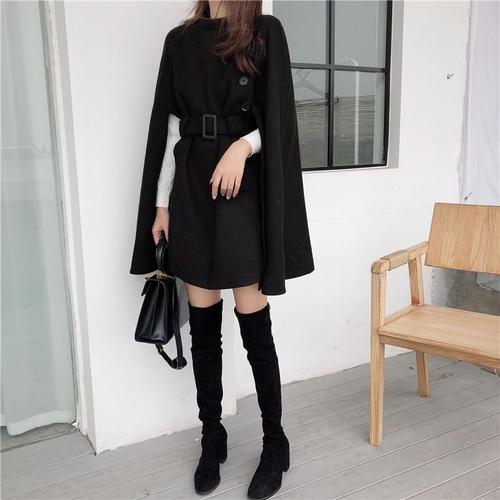 Lange Dames Poncho met Riem