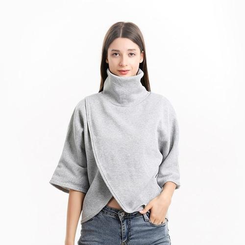 Plaid Dames Poncho met Opstaande Kraag