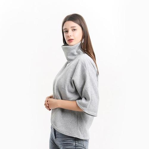 Plaid Dames Poncho met Opstaande Kraag