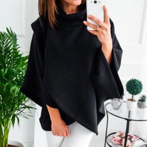 Plaid Dames Poncho met Opstaande Kraag