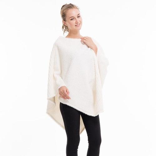 Fleece Plaid Dames Poncho