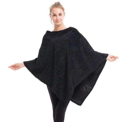 Fleece Plaid Dames Poncho
