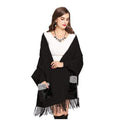 Dames Poncho met Bontzakken