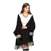 Dames Poncho met Bontzakken