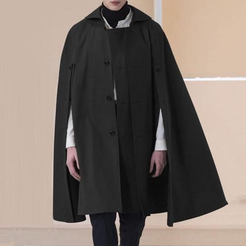 Lange Heren Poncho met Knopen