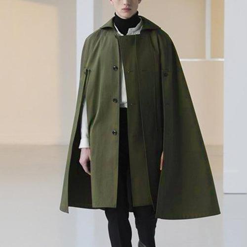 Lange Heren Poncho met Knopen