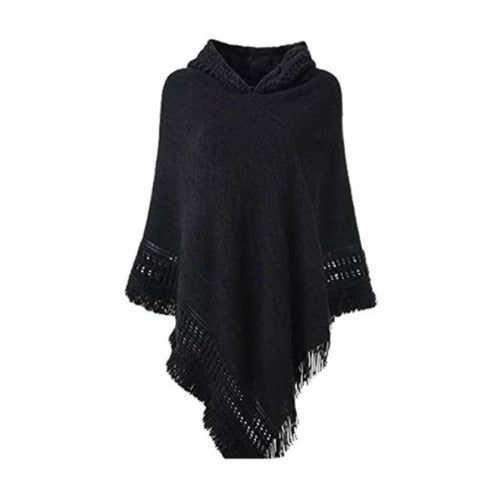 Winter Dames Poncho met Capuchon