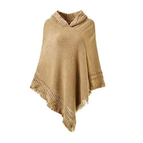 Winter Dames Poncho met Capuchon