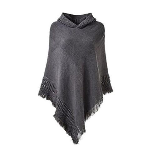 Winter Dames Poncho met Capuchon