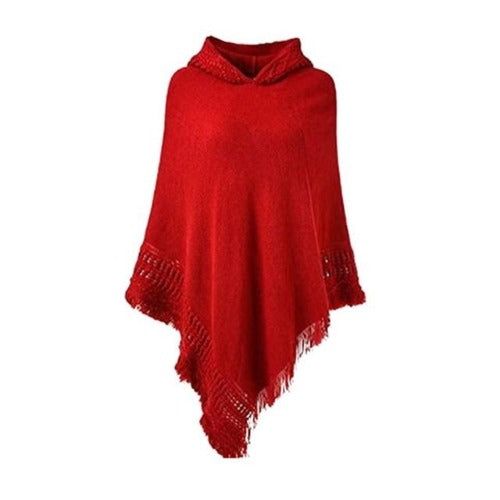 Winter Dames Poncho met Capuchon