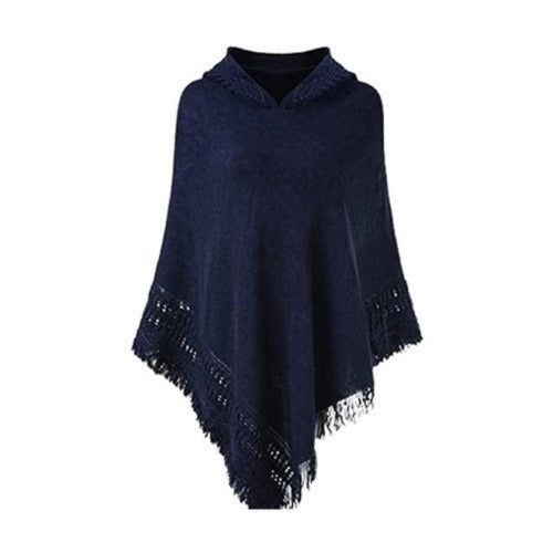 Winter Dames Poncho met Capuchon