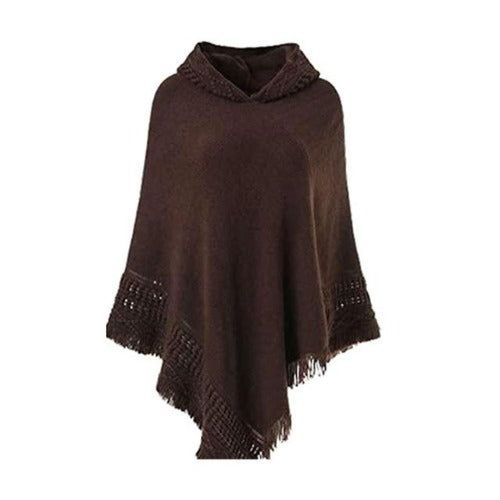 Winter Dames Poncho met Capuchon