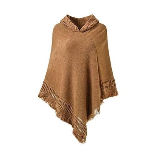 Winter Dames Poncho met Capuchon