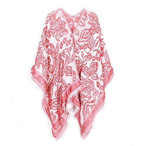 Gebloemde Dames Poncho Kasjmier