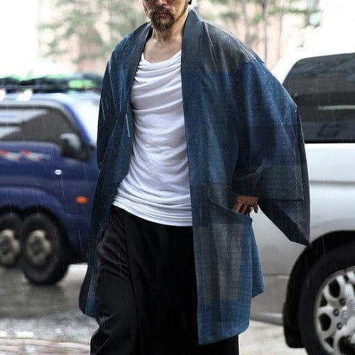 Fleece Plaid Heren Poncho