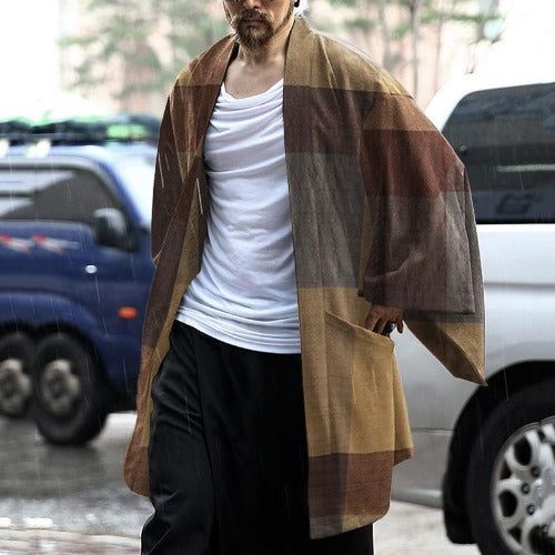Fleece Plaid Heren Poncho