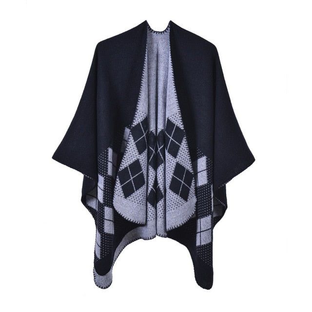 Geruite Katoenen Dames Poncho