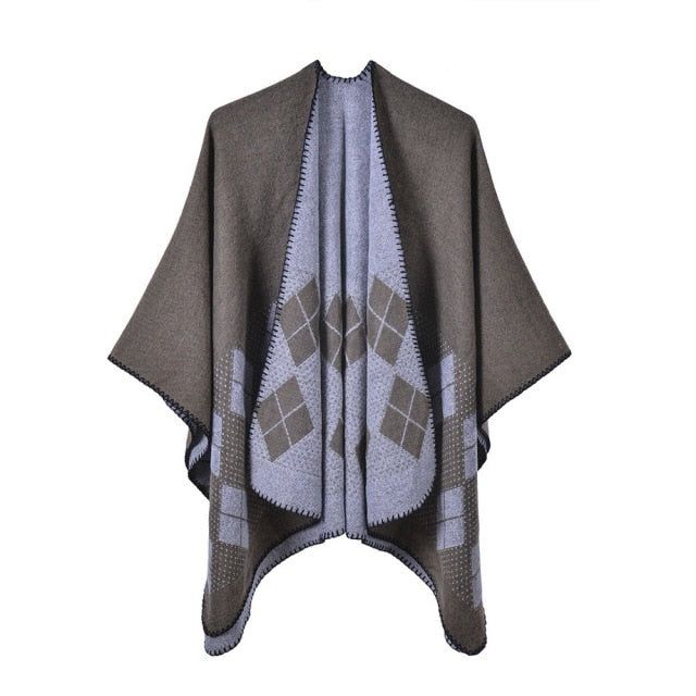 Geruite Katoenen Dames Poncho