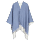 Tweekleurige Dames Poncho Kasjmier